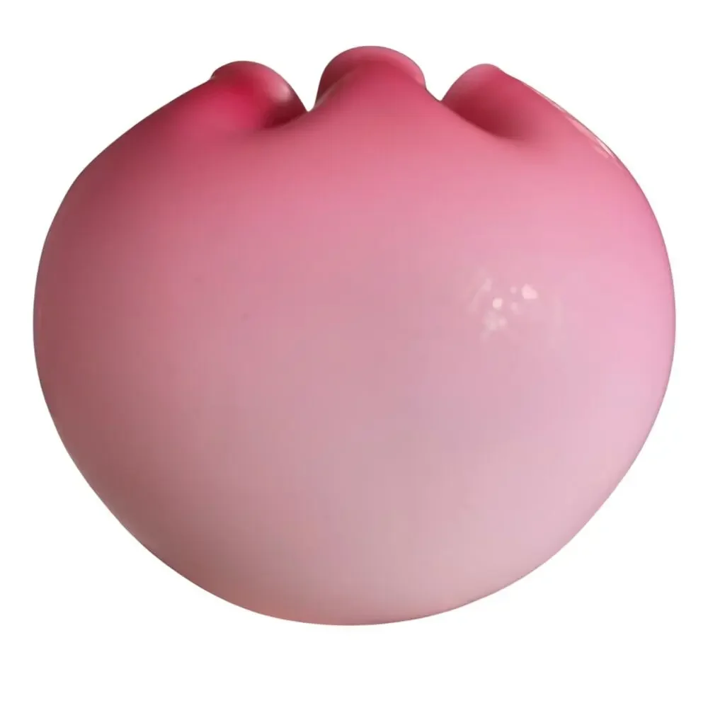 Vintage Victorian Pink Satin Glass Crimped Rose Bowl Ruffled Vase Ombre READ